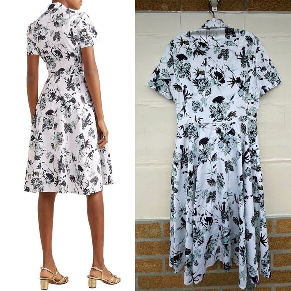 JASON WU COLLECTION Pleated floral-print cotton-poplin dress size 10 - Picture 4 of 16